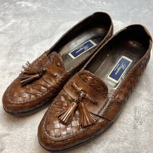 Bragano Woven Kiltie Loafers Mens 10.5M‎ Brown Leather Preppy Made in Italy